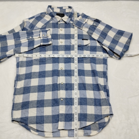 Lucy brand Saturday stretch plaid flannel shirt men's size medium bnwt - Picture 11 of 14